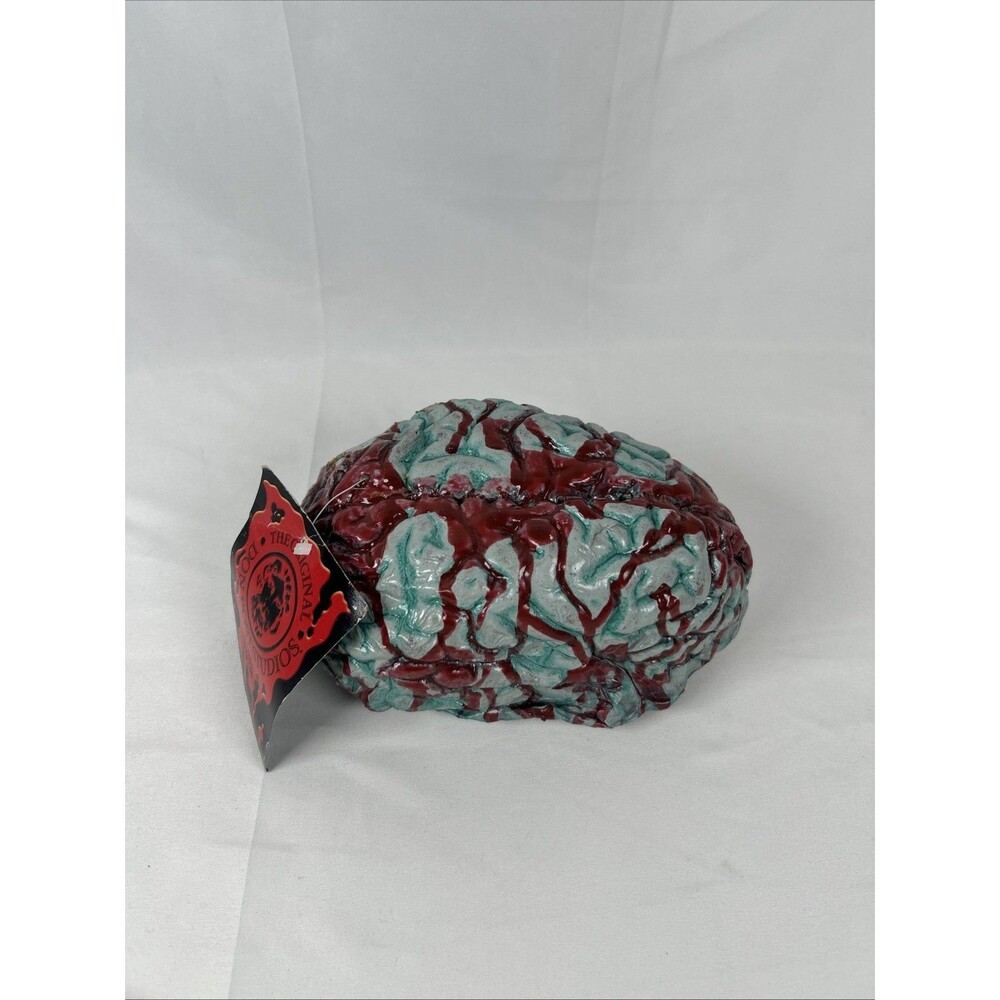 Vtg Don Post Studios Latex Brain Prop Red Teal-grey Sculpted Halloween Y2K